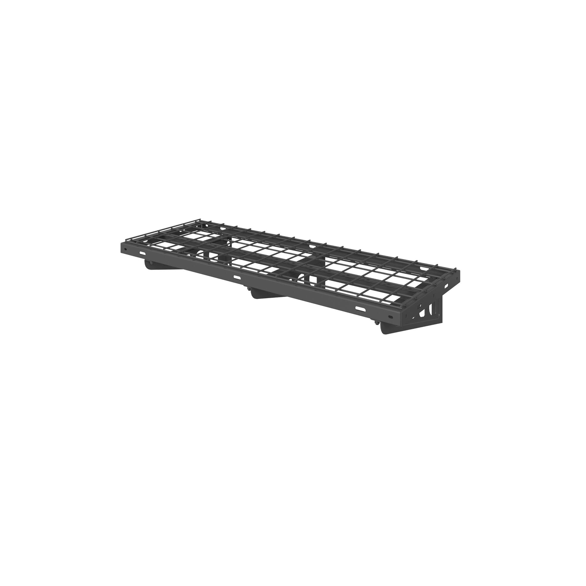 Left. Fleximounts - 40 in. x 16 in. Heavy Duty Steel Garage Wall Shelf with Brackets - Black.
