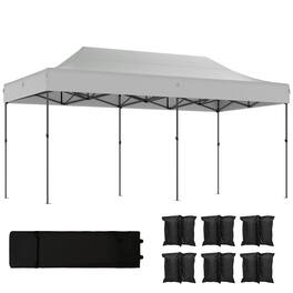 Outsunny - 10 x 20 ft Pop Up Canopy Tent, Heavy Duty UPF50+ Outdoor Portable Instant Canopy Shelter with Wheeled Carry Bag