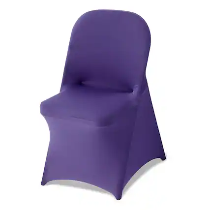 Front. VEVOR - 50 Pcs Purple Chair Covers, Polyester Spandex Chair Cover, Stretch Slipcovers for Wedding Party Dining Banquet - Blue.