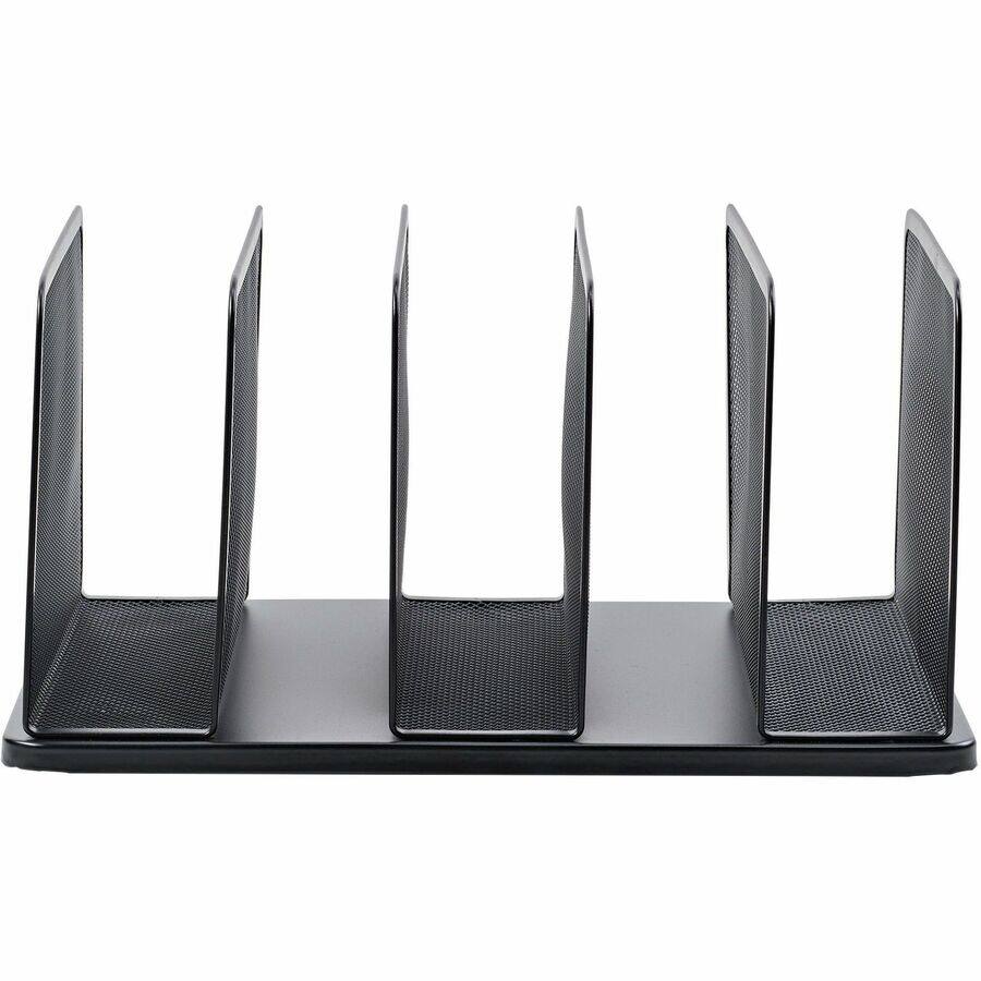 Angle. Lorell - Lorell 5 Tier Letter Tray 5 Tier Vertical Side loading Sturdy Black Steel Mesh - Black.