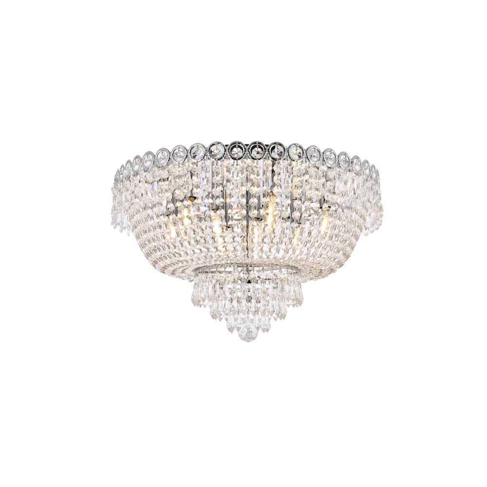 Alt View 4. Elegant Lighting - Century 9 light Chrome Flush Mount Clear Royal Cut Crystal - Chrome.