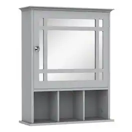 Homcom - 6.25" x 20.5" x 28.25" Wood Rolling Narrow Bathroom Side Storage Cabinet - Gray