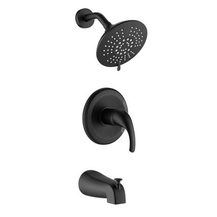 Front. Boyel Living - Single Handle 5 Spray Tub and Shower Faucet with Handle Trim in Matte Black Valve Included - Matte Black.