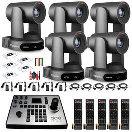 5 x PTZOptics Move 4K PTZ Camera with 30x Zoom (Gray) (PT30X-4K-GY-G3) + PT-JOY-G4 Controller