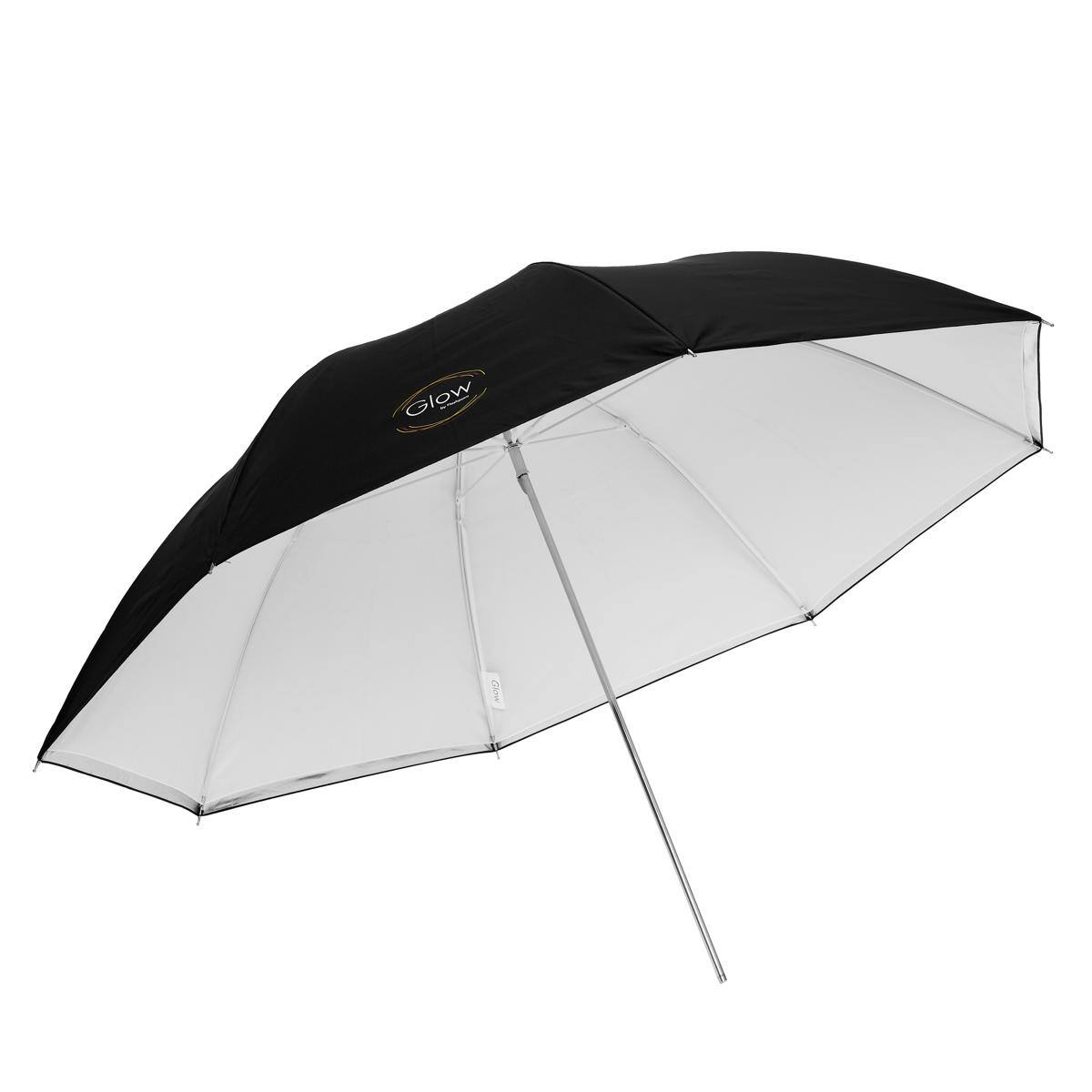 Alt View 1. Glow - Glow 40" White Umbrella with Removable Silver/Black Layer.