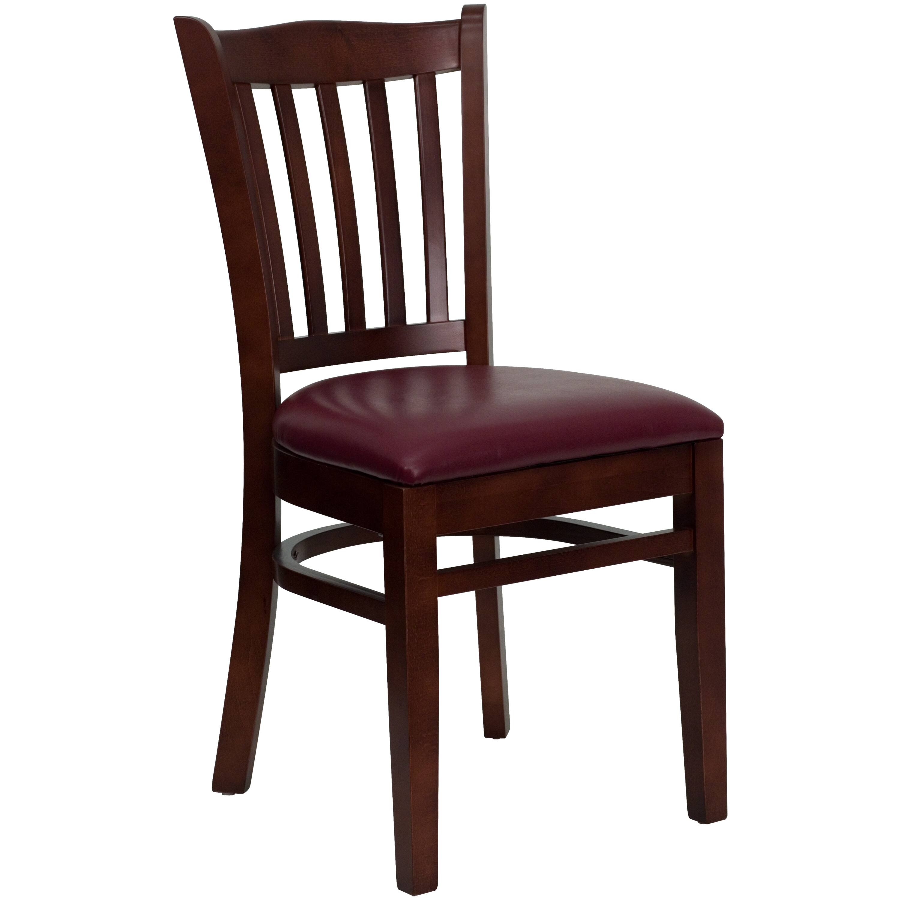 Burgundy Vinyl Seat/Mahogany Wood Frame