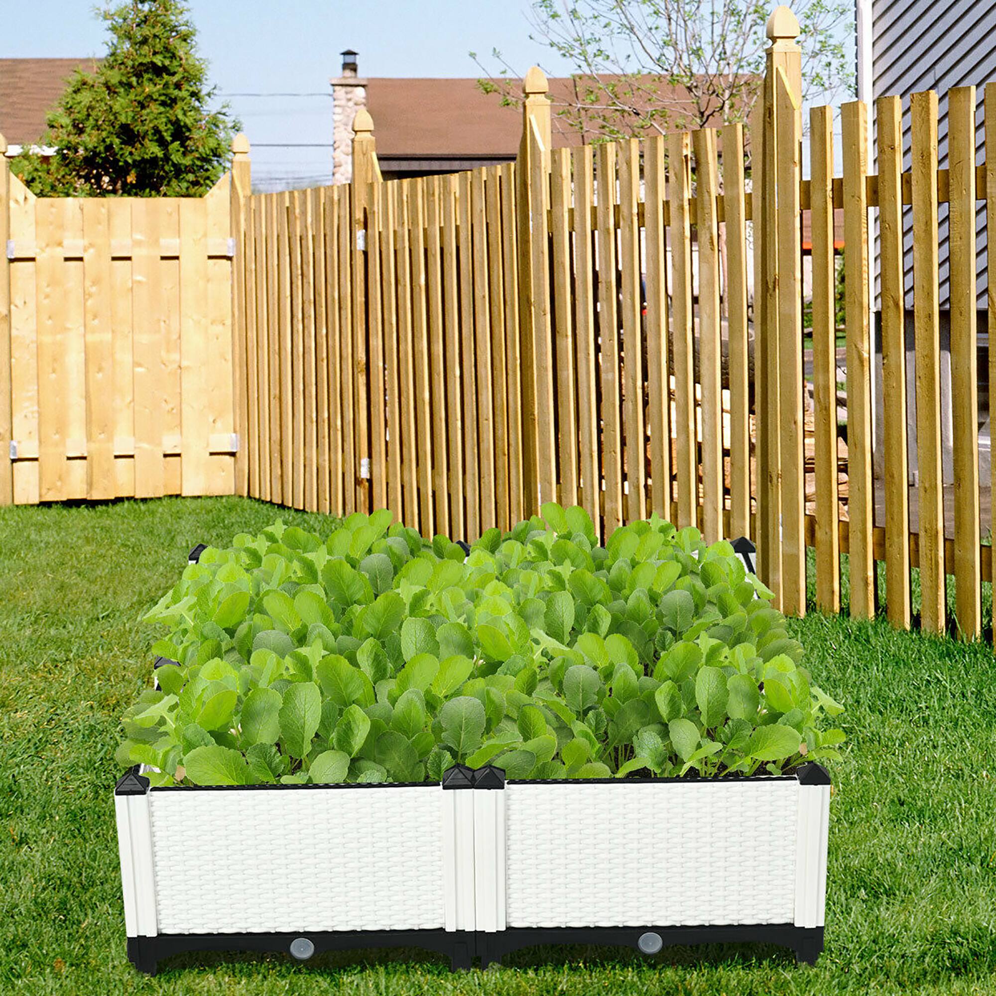 Alt View 10. Costway - Set of 4 Raised Garden Bed Elevated Flower Vegetable Herb Grow Planter Box - White.