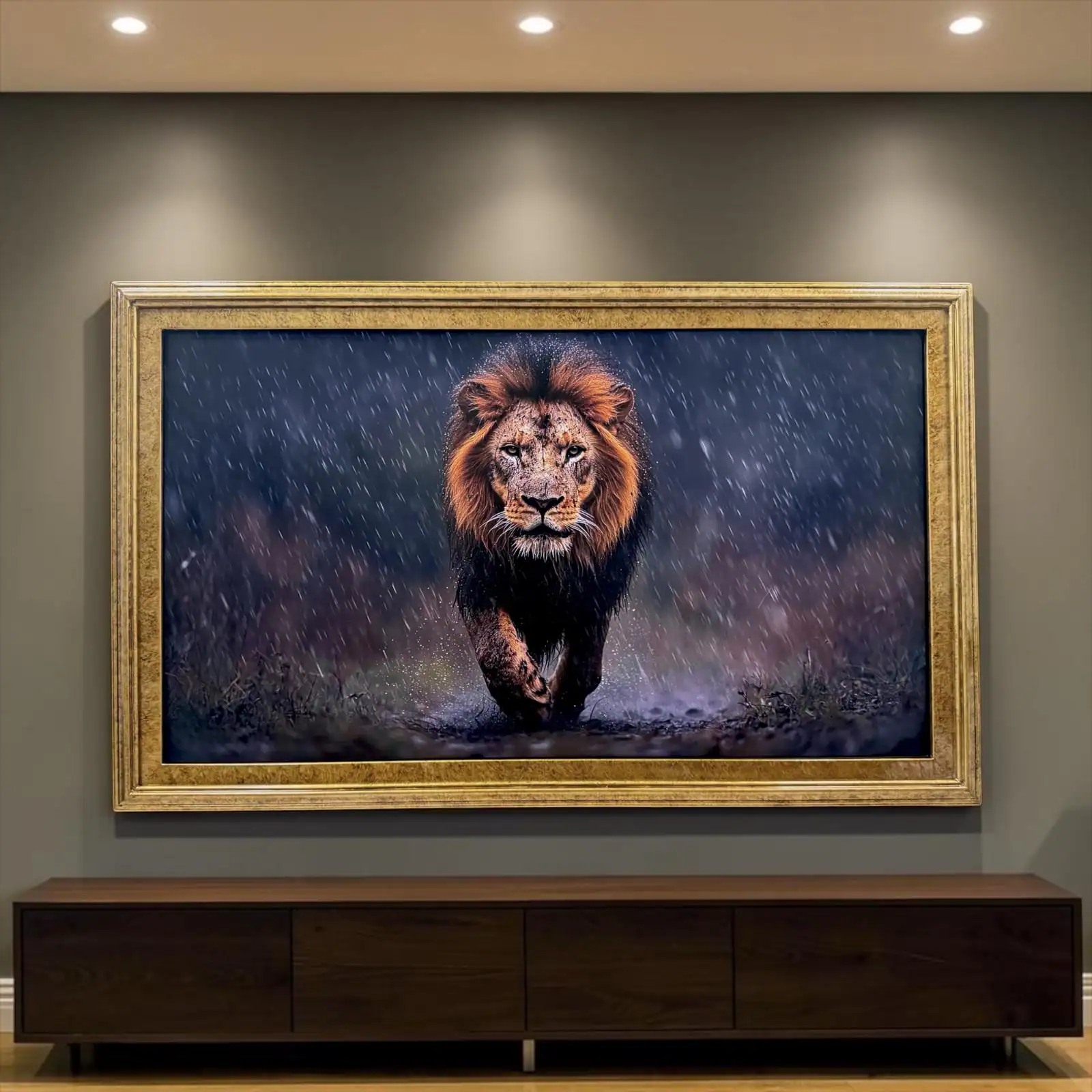 Alt View 9. LAREDO FRAME FACTORY - 32 inch Handmade Tv frame for Samsung The Frame tv and Frame Pro Model - MARBLE GOLD.