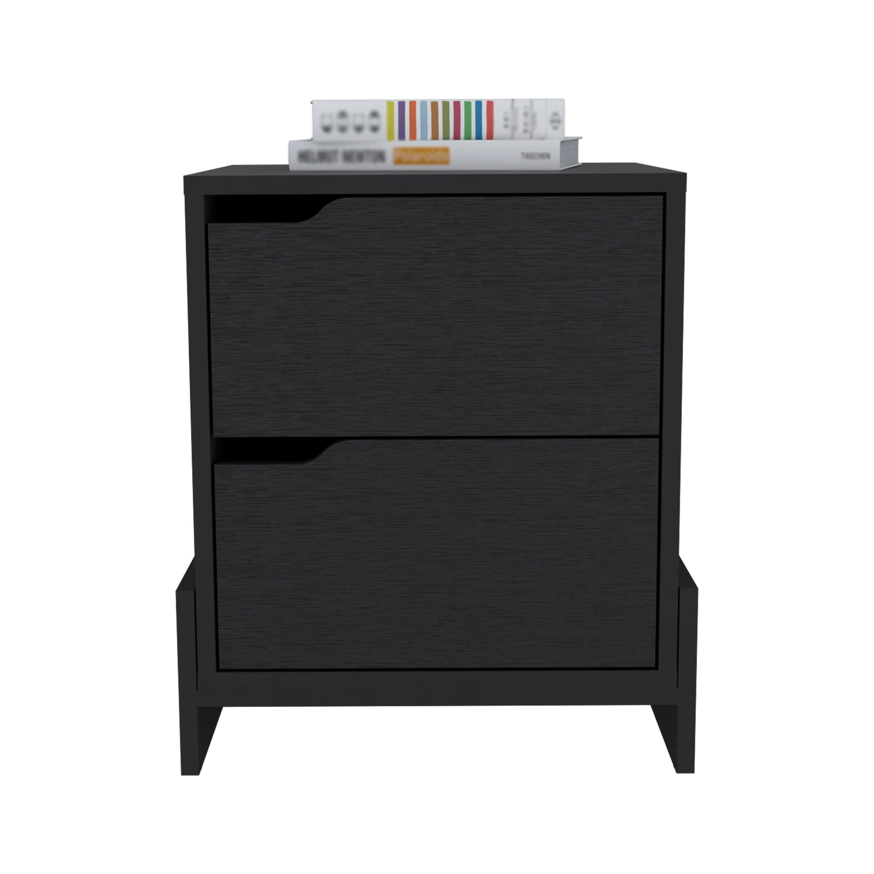 Back. Spaco - Spaco Nightstand with 2-Drawers, End Table with Sturdy Base for Bedroom - Black.