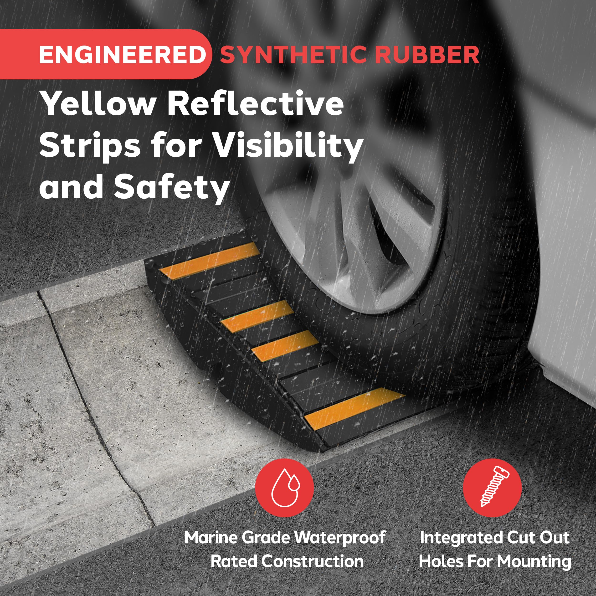 ENGINEERED SYNTHETIC RUBBER

Yellow Reflective Strips for Visibility and Safety

- Marine Grade Waterproof Rated Construction
- Integrated Cut Out Holes For Mounting