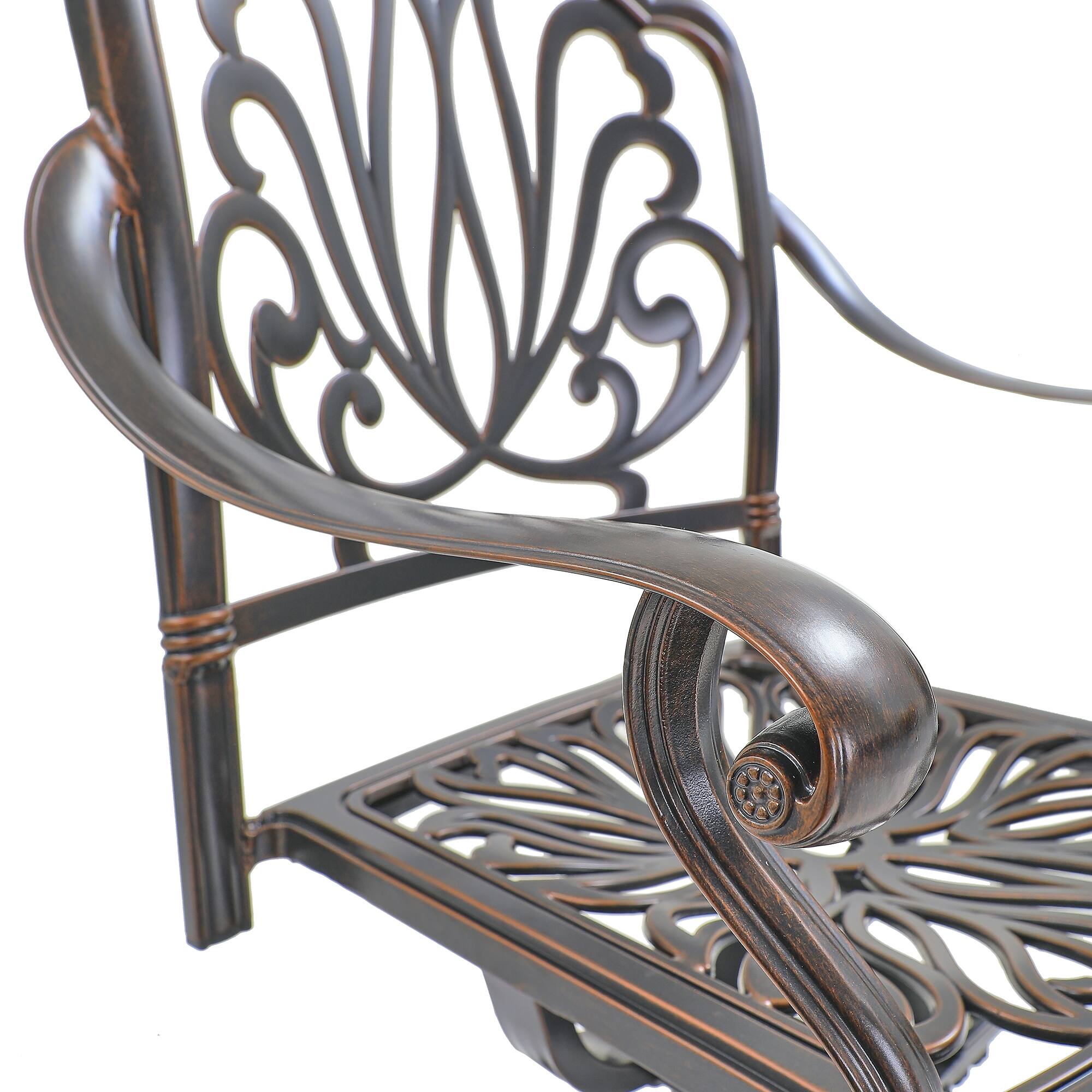 Left. Mondawe - Set of 2 Cast Aluminum Swivel Bar Stools - Bronze.