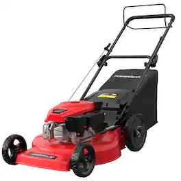 POWERSMART - 22" Self-Propelled Gas Lawn Mower,170cc 4-Stroke OHV Engine,Rear-Wheel Drive,High-Wheel Design,2-in-1 Mulch & Bagger - Red