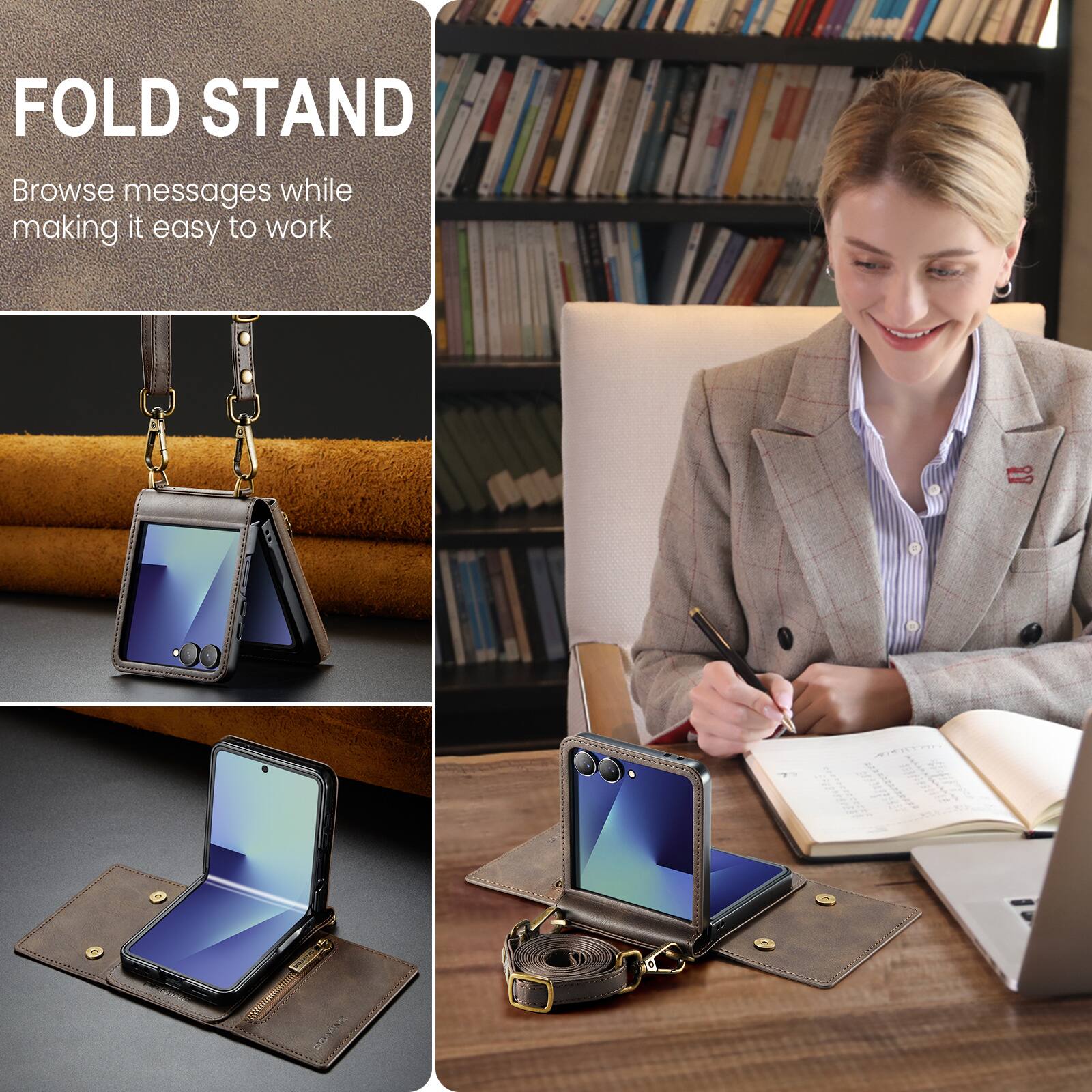 FOLD STAND  
Browse messages while making it easy to work