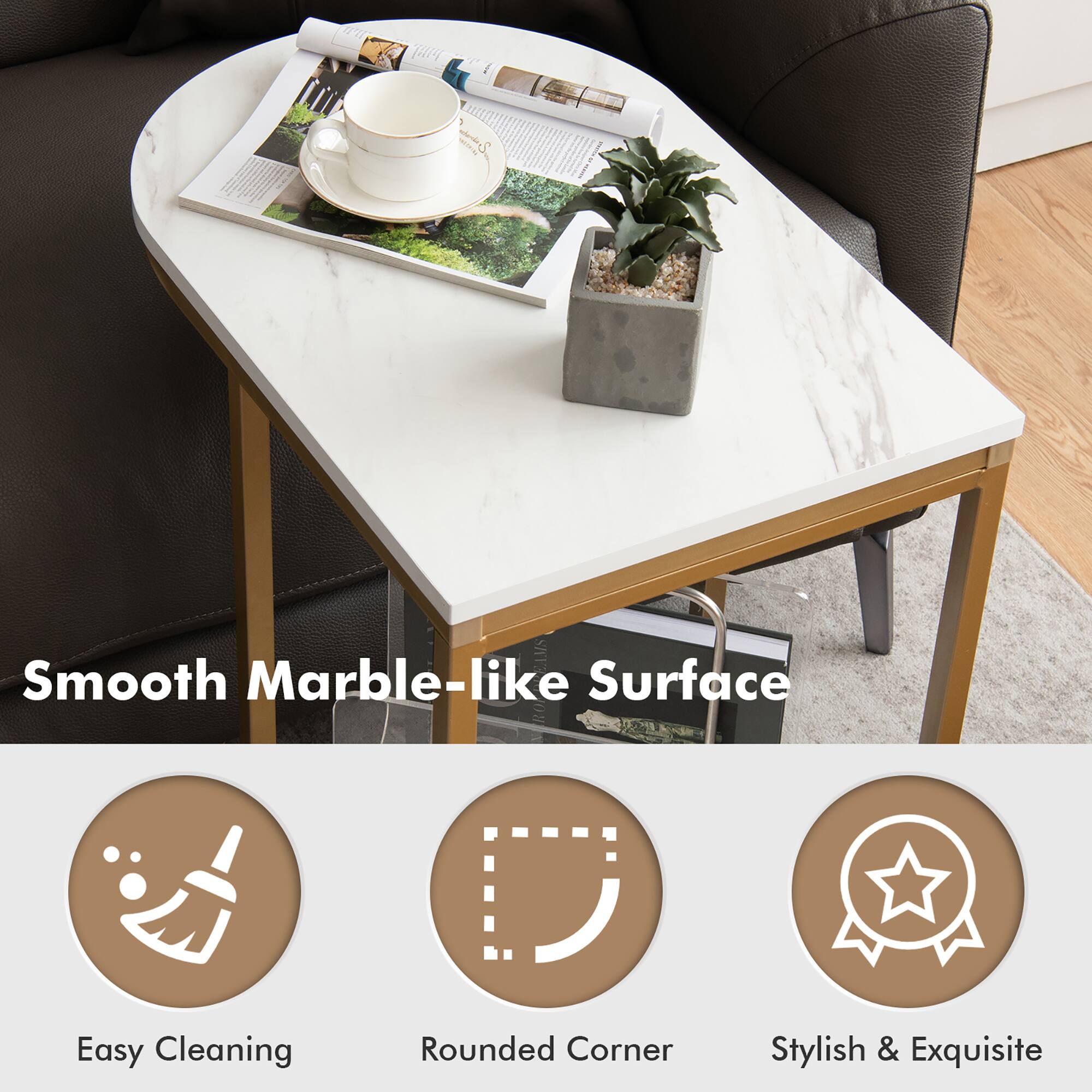 Smooth Marble-like Surface, Easy Cleaning, Rounded Corner, Stylish & Exquisite