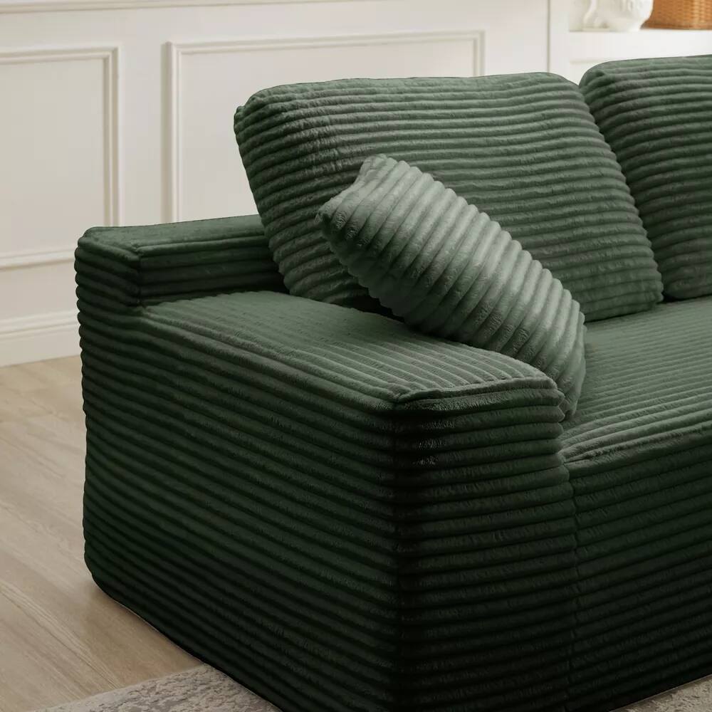 Alt View 10. Meqiodas - Boneless Couch for Living Room, Modular Sectional Sofa with Ottoman, Convertible L Shaped Couch, No Assembly Required - Green.