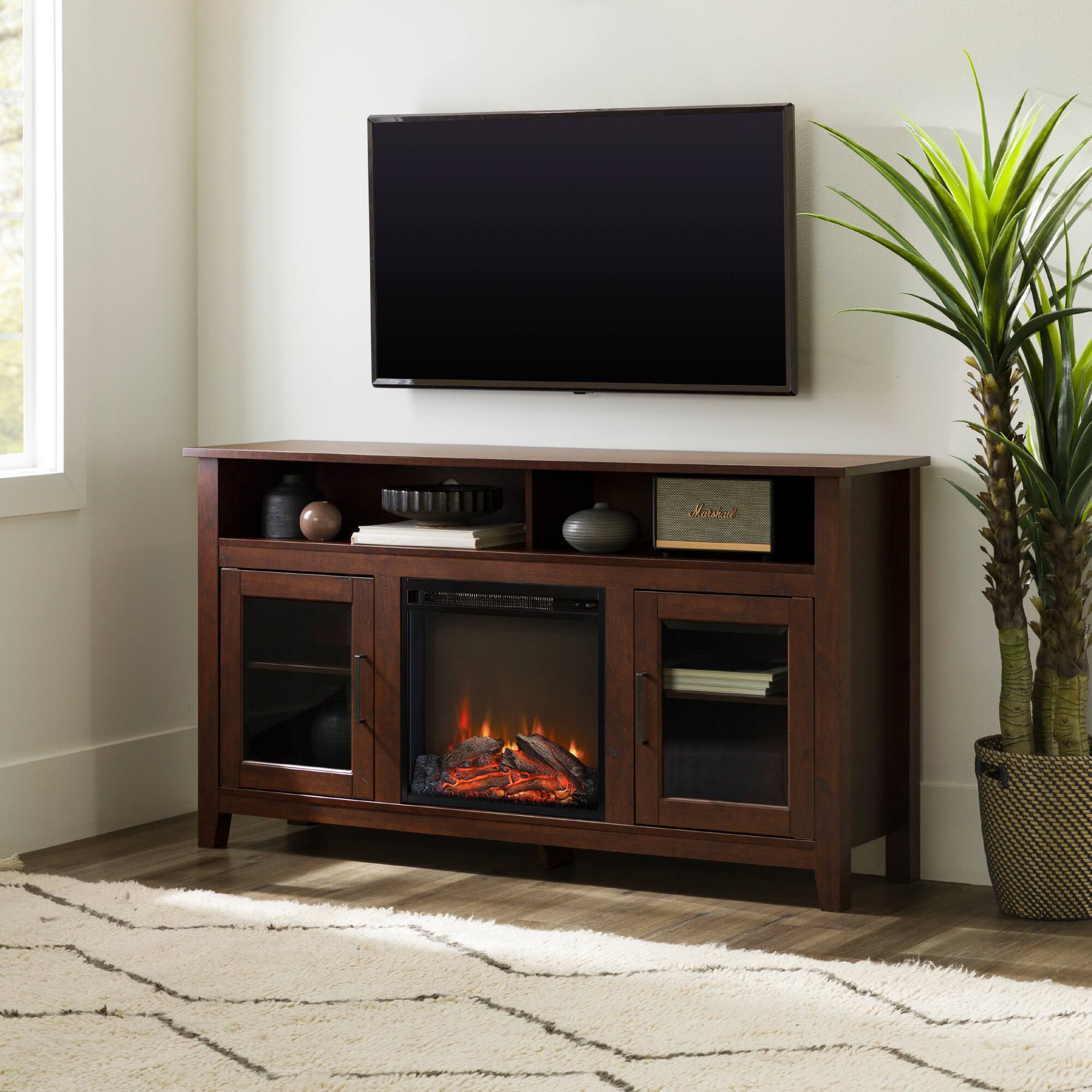 Walker edison tall fireplace tv stand hotsell