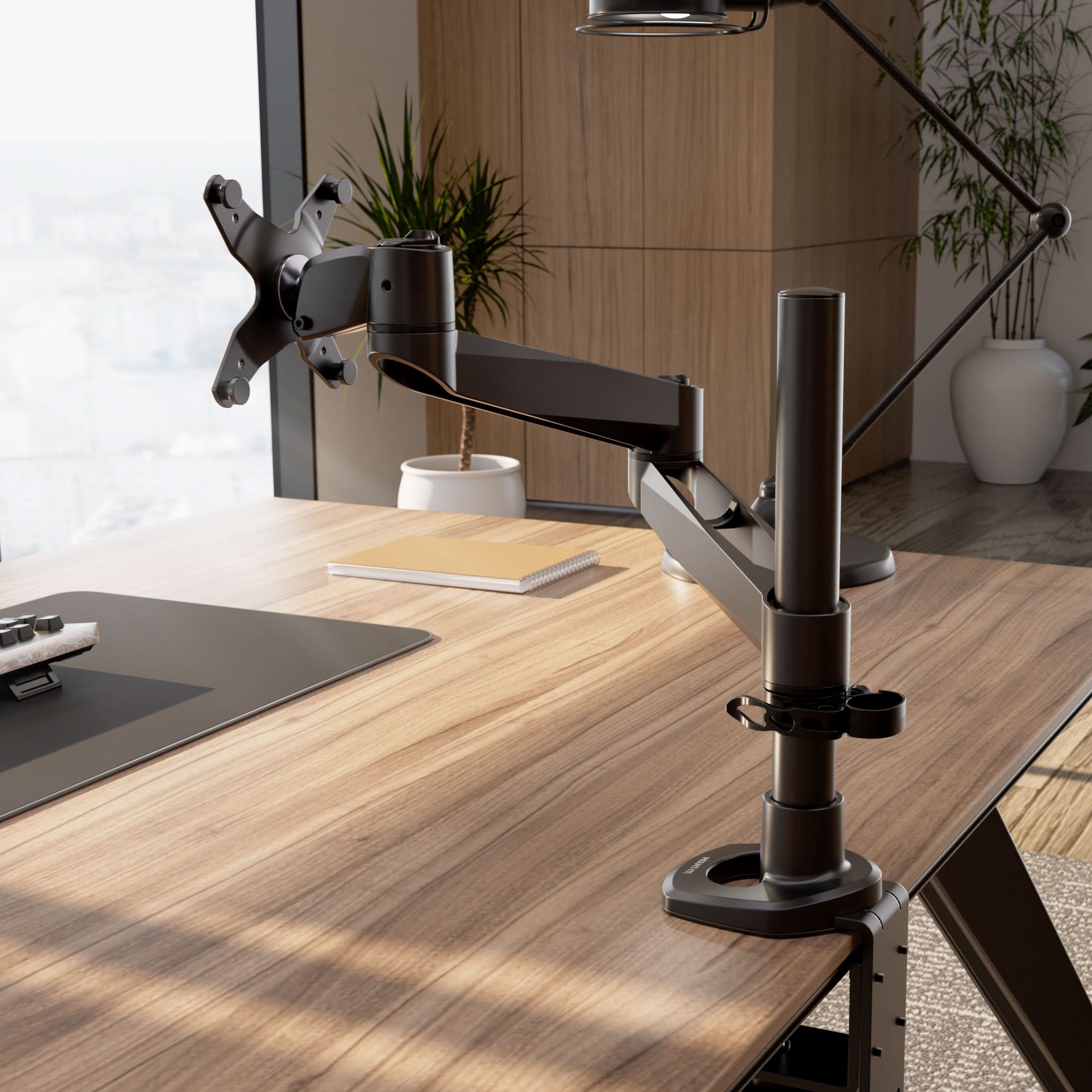 Alt View 4. Mount-It! - CLiX Series Full Motion Single Monitor Desk Mount Up to 34", Black - Black.