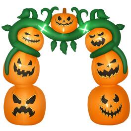 Homcom - Giant 10FT Halloween Inflatables Pumpkin Archway, Outdoor Blow Up Yard Decoration with Build-in LED - Orange
