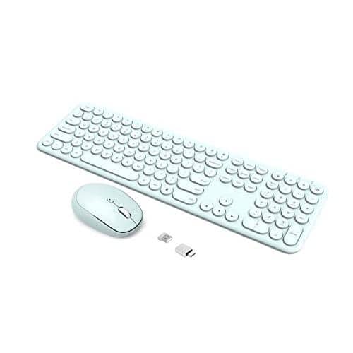 Cozy Serene - Wireless Mouse Combo - hz Aesthetic Quiet Pink And 110 Keys Full Size Ultra-thin For Laptop Computer Pc Notebook - CYAN