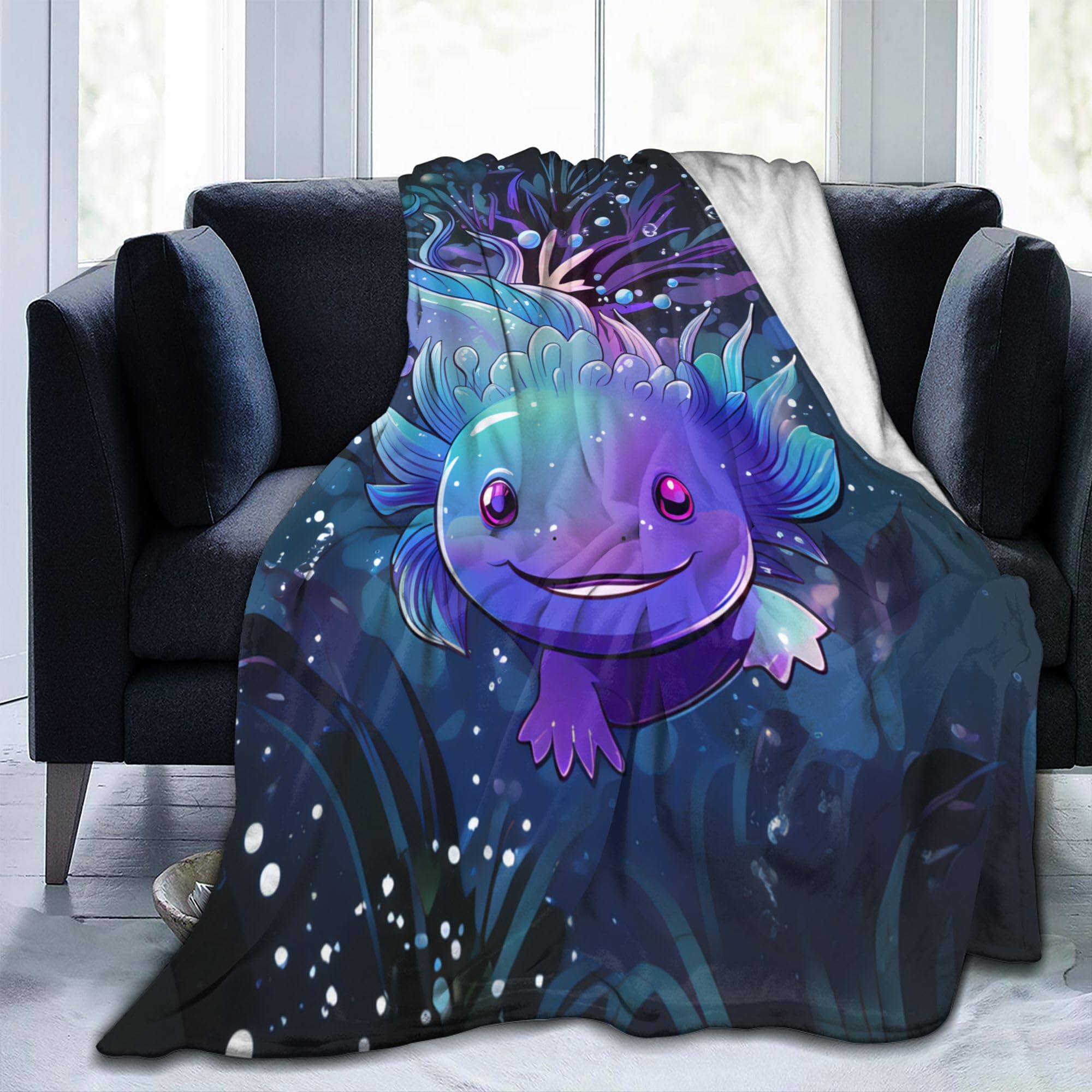 Alt View 2. Paradigms Interiors - Axolotl Blanket Lovely Axolotls Gifts For Adults Soft Warm Lightweight Cozy Cute Animal Dark Throw Blankets... - Bird 02-50x60in.