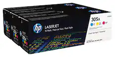 Front. HP - 305A 3-Pack Toner Cartridges - Cyan/Magenta/Yellow.