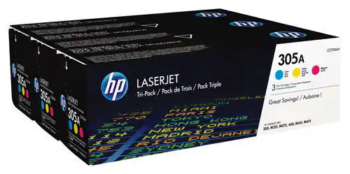 Front. HP - 305A 3-Pack Toner Cartridges - Cyan/Magenta/Yellow.
