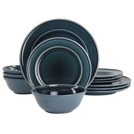 Martha Stewart - 12 Piece Speckle Glaze Stoneware Dinnerware Set - Blue