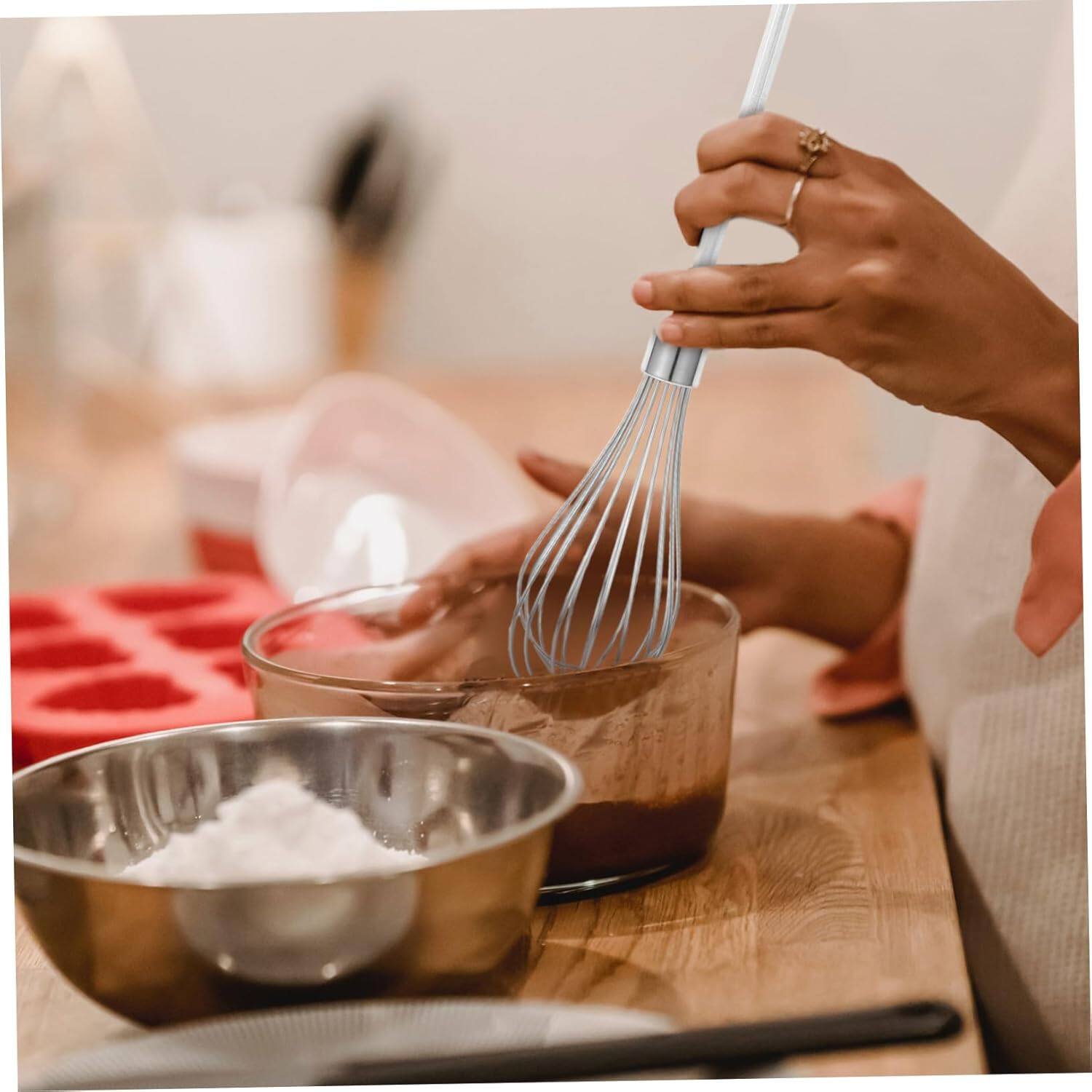 Back. RTMB - Stainless Steel Mixer Attachment for Drill, Multifunctional Beater Rod - silver.