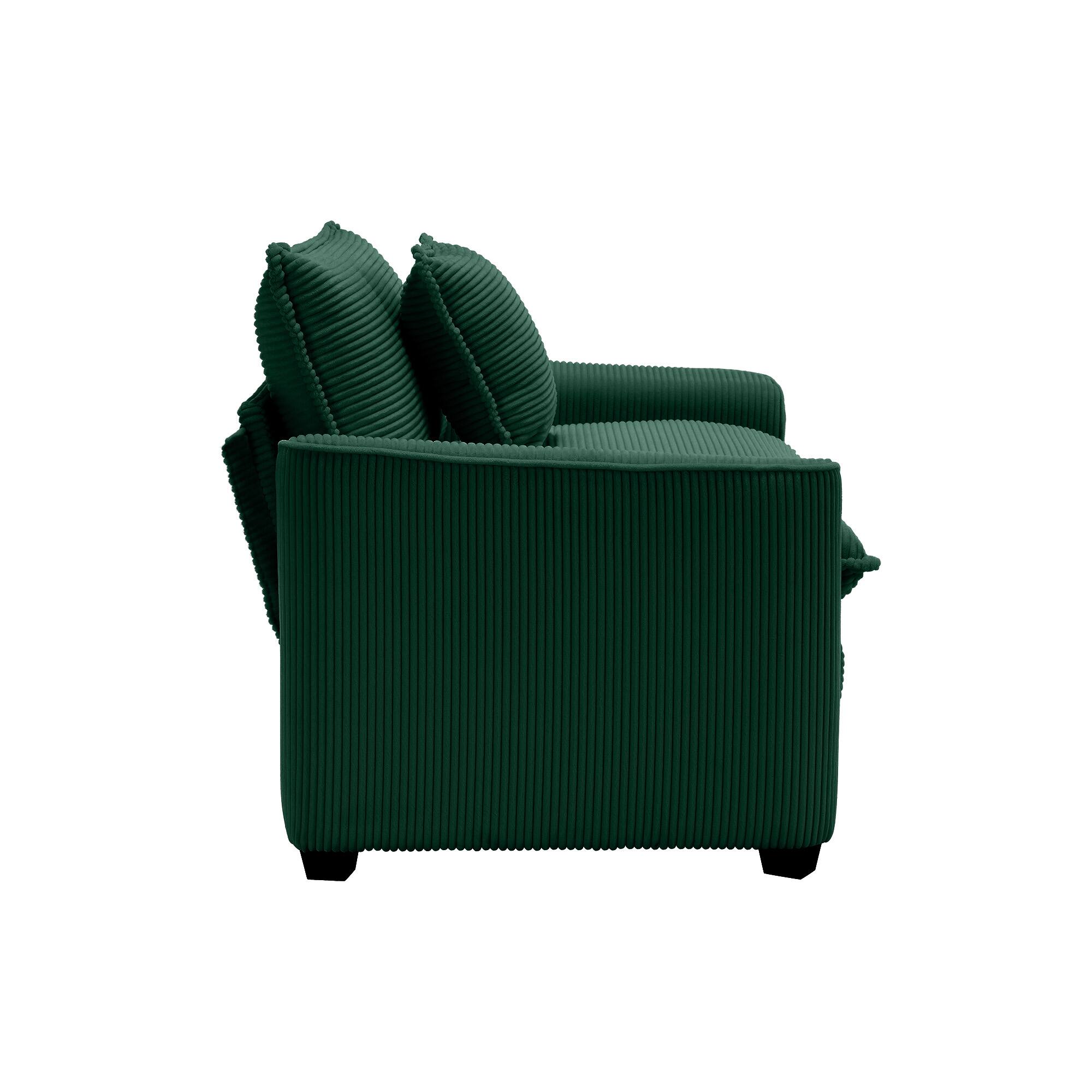 Alt View 5. LOVMOR - 3 Seater Easy Assembly Memory Foam Corduroy Sofa Set For Living Room Bedroom Club Soft Textured Lounge Home TV - Green.