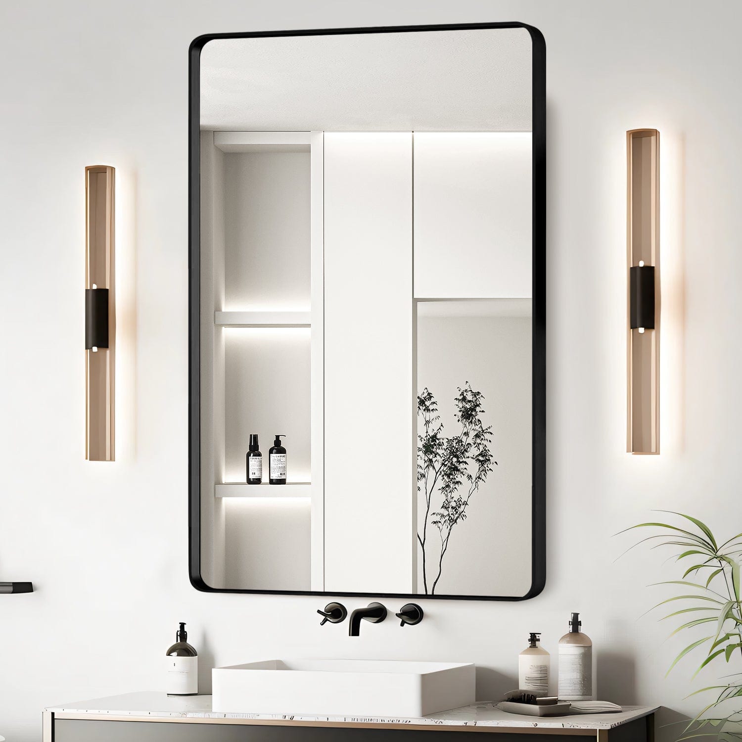 BreeBe - 23x30 Inch Aluminium Frame Bathroom Mirror - Black
