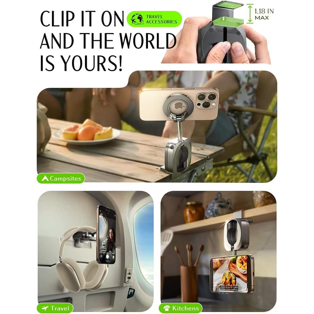 PARKER SLATER - Travel Phone Holder for Women, MagSafe Accessories for iPhone 17 – Flight & Vacation Essentials - Black