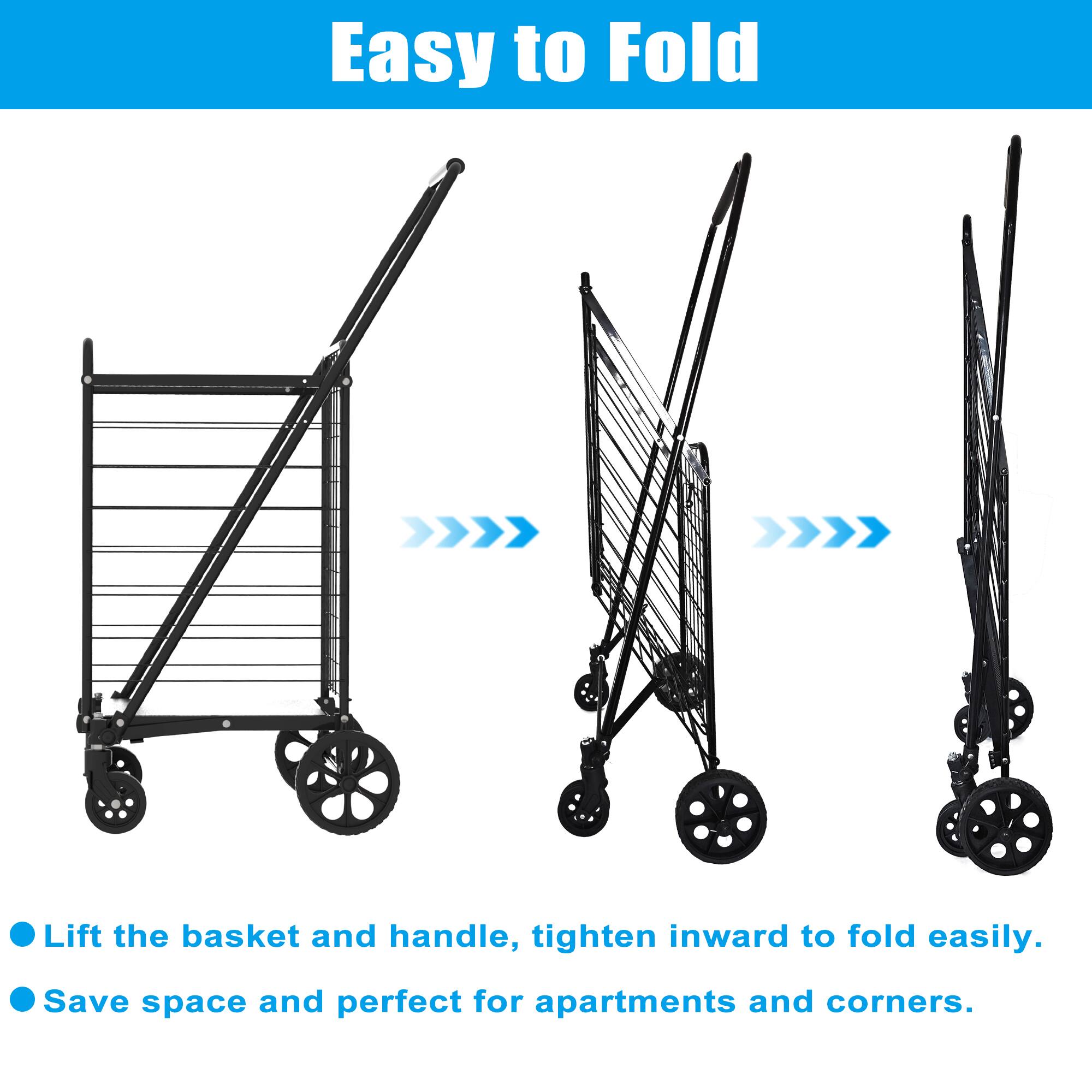 Easy to Fold

- Lift the basket and handle, tighten inward to fold easily.
- Save space and perfect for apartments and corners.