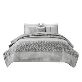 Gracie Mills - Theodore 7-Piece Jacquard Comforter Set - Gray