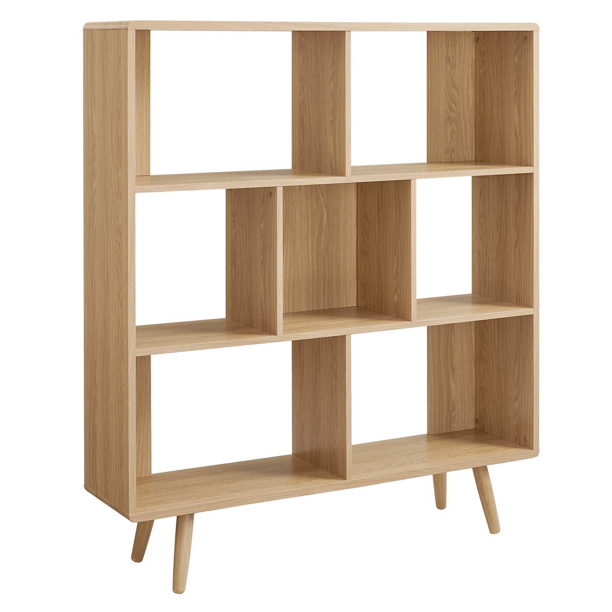 Angle. Modway - Transmit 7 Shelf Wood Grain Bookcase by Modway - Oak.