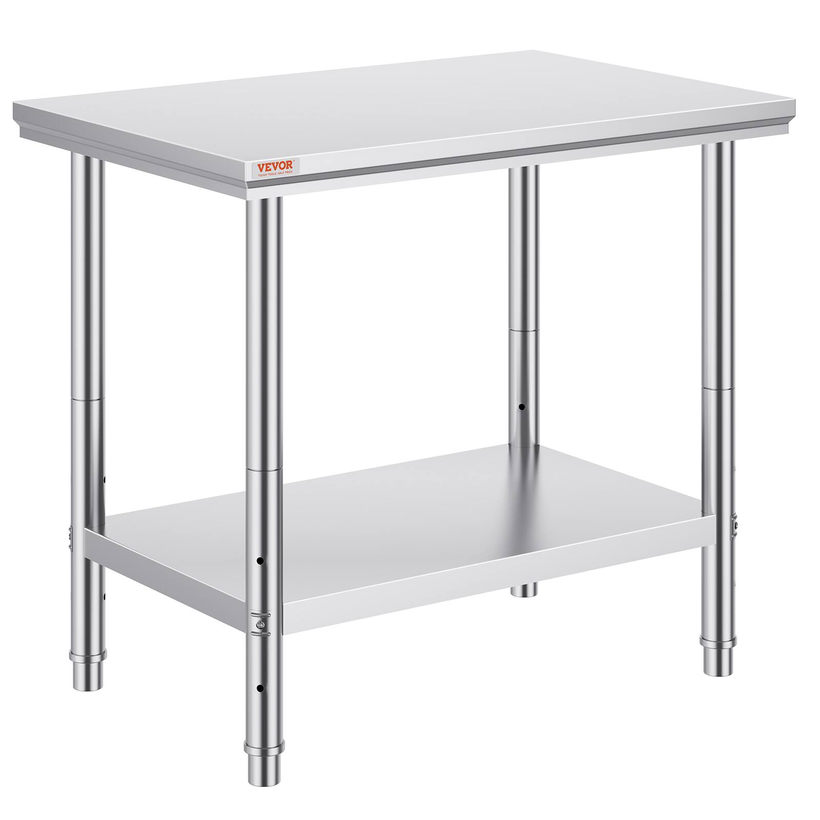 VEVOR - Stainless Steel Prep Table, 35 x 24 x 31 Inch, 700 lbs Load Capacity, Heavy Duty Metal Worktable - Silver