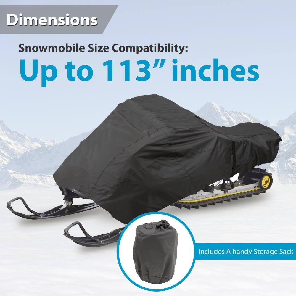 Dimensions  
Snowmobile Size Compatibility: Up to 113" inches  
Includes A handy Storage Sack