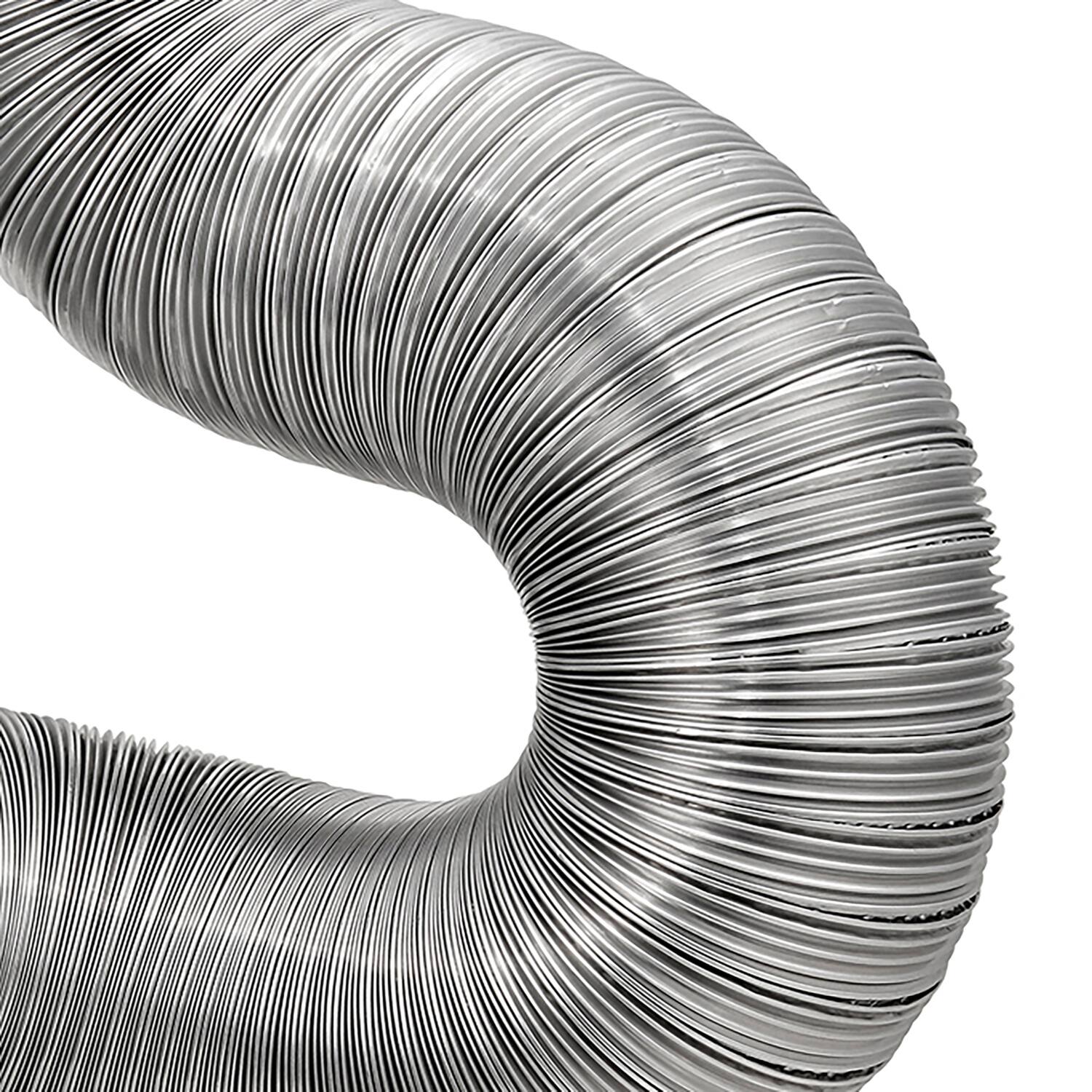 Back. Lambro - 8-Ft. Flexible Aluminum Semi-Rigid Double-Lock Air Duct 10" Diameter.