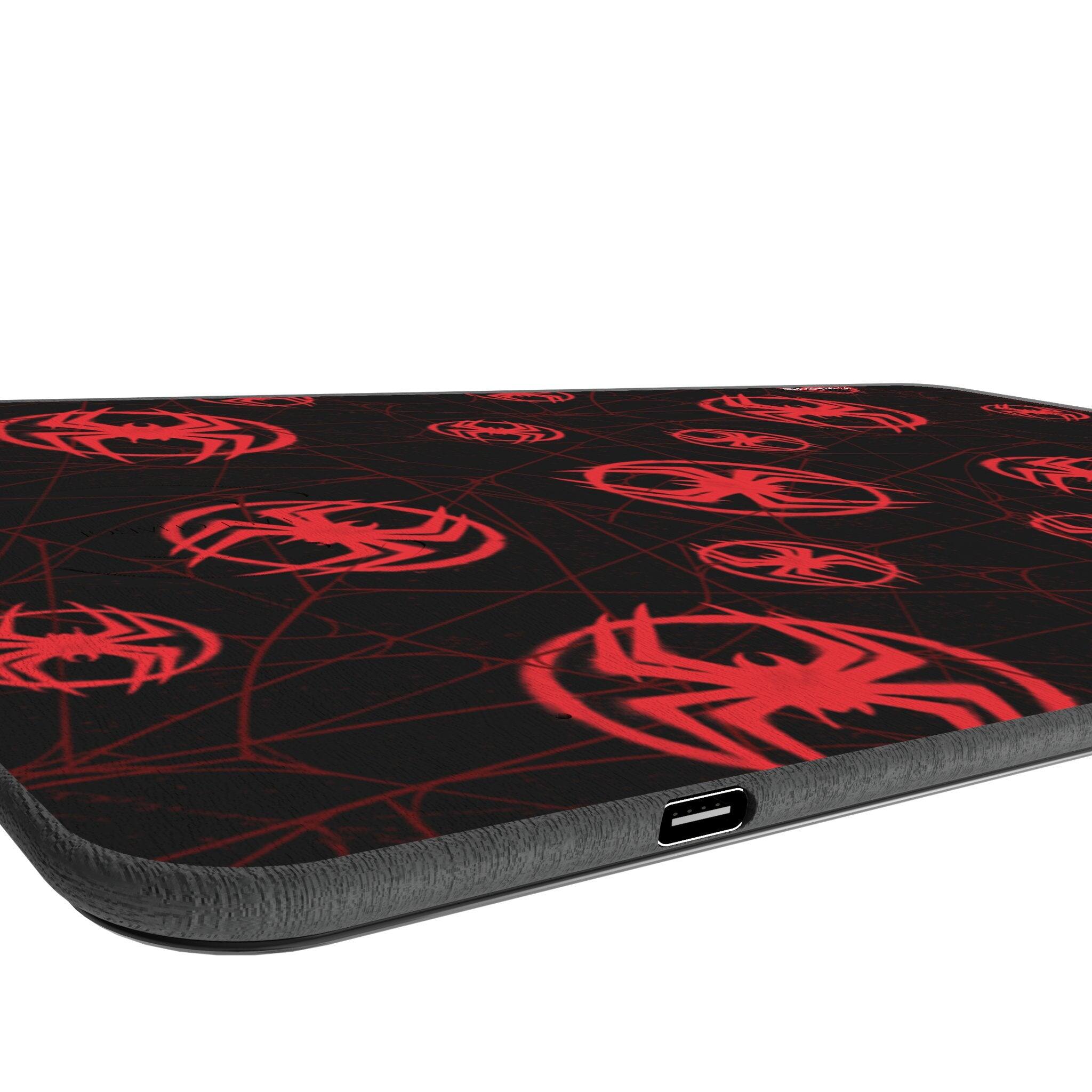 Left. Keyscaper - Marvel Pattern 15-Watt Wireless Charger and Mouse Pad - Miles Morales.