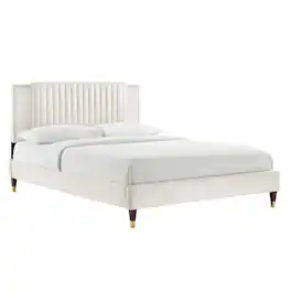 Modway - Zahra Channel Tufted Performance Velvet Queen Platform Bed - White