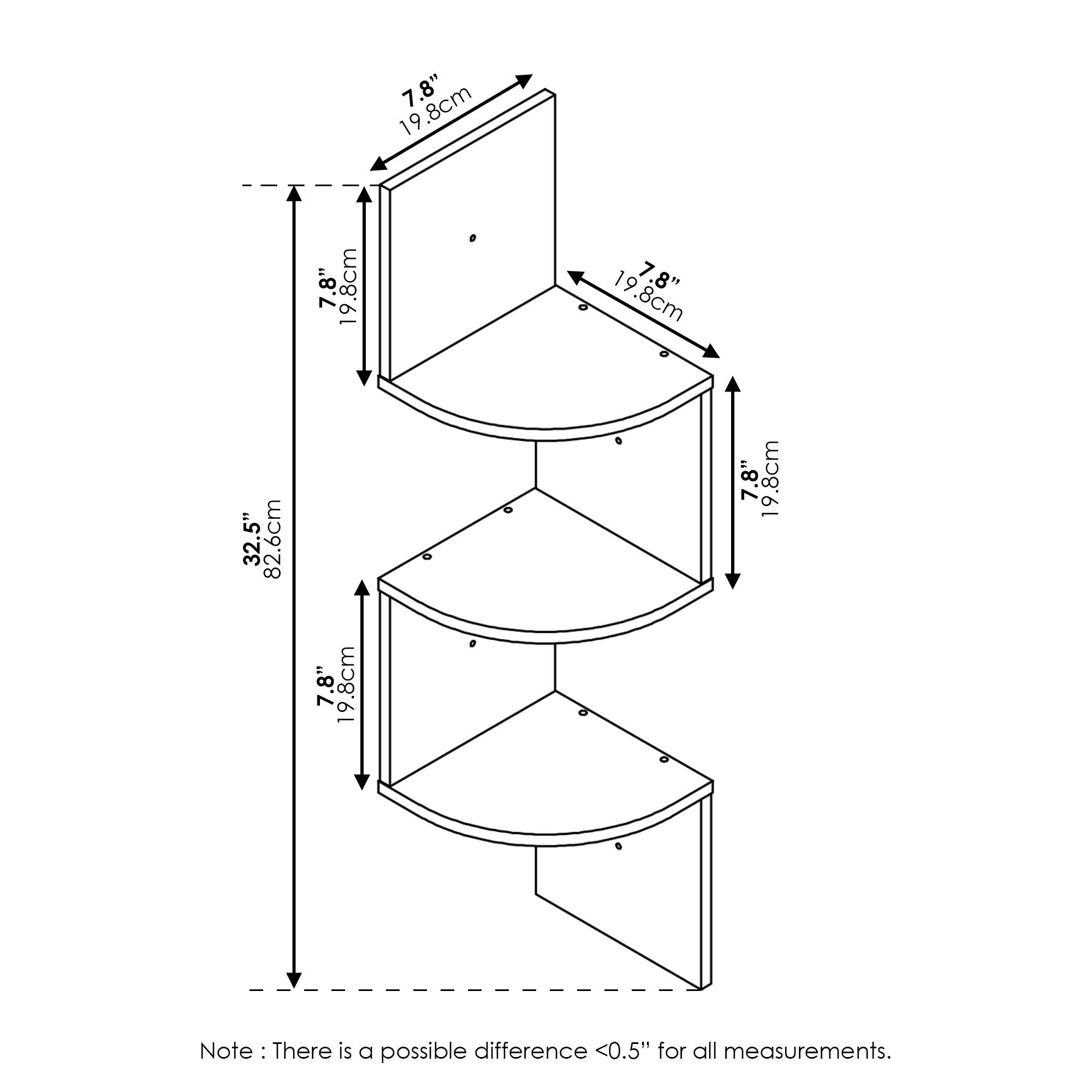 19.8cm  
7.8"  
7.8"  
19.8cm  
19.8cm  
19  
7.8"  
32.5"  
82.6cm  
7.8" - 19.8cm  
d  
7.8"  
19.8cm  

Note: There is a possible difference <0.5" for all measurements.