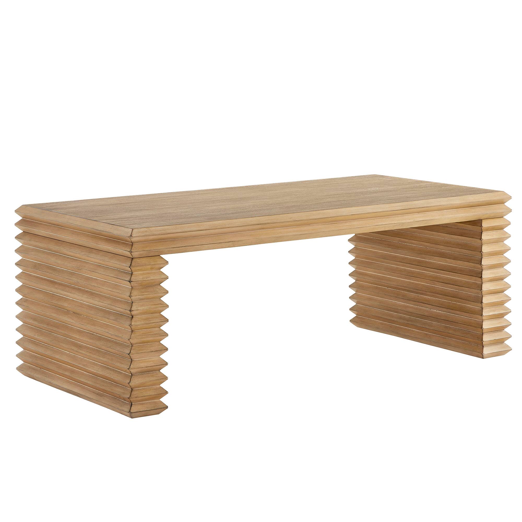 Angle. Modway - Canto Rectangular Stacked Design Coffee Table by Modway - Weathered Oak.