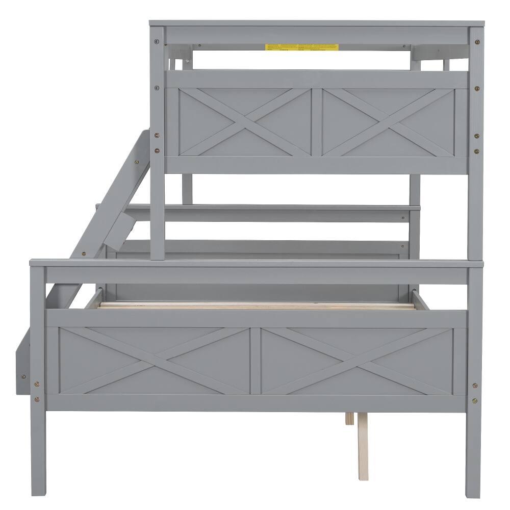 Alt View 10. Loheer - Loheer Twin Over Full Bunk Bed with Ladder and Guardrail Gray - Gray.