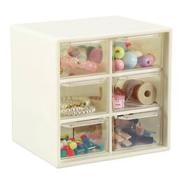 Unique Bargains - Mini Storage Drawers for Desk, Plastic Desktop Teacher Desk with 6 Drawers Organizer Box for Supplies Bathroom - White