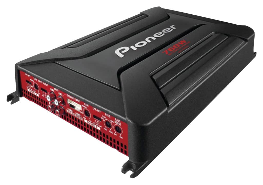 Front. Pioneer - 760W Class AB Bridgeable Multichannel Amplifier - Black/Red.