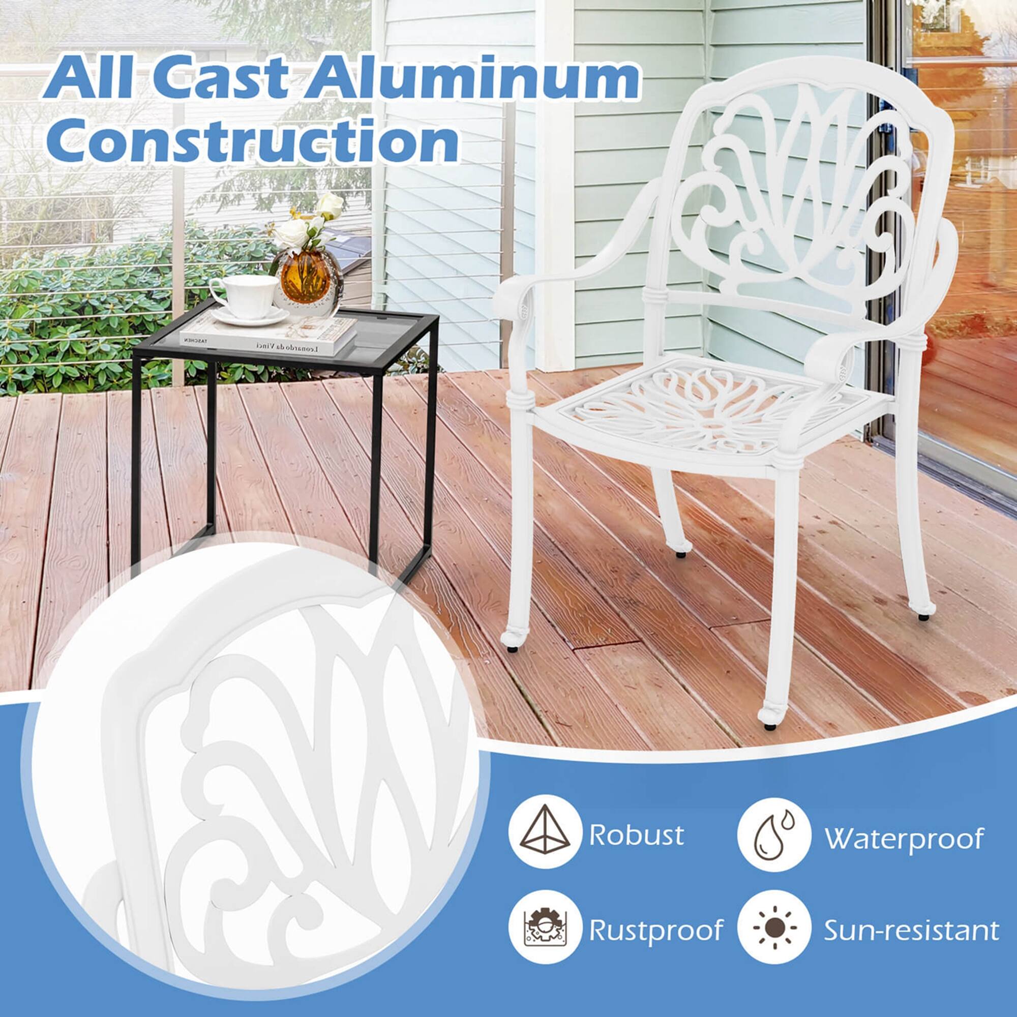 All Cast Aluminum Construction: Robust, Waterproof, Rustproof, Sun-resistant.