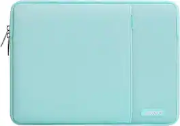 mosiso - 15-16 Inch Laptop Sleeve with Pocket, Polyester Vertical Case for MacBook Pro 16 M5 M4 M3 M2 M1,HP Acer Dell Lenovo ASUS - Mint Blue