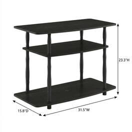 FurniFact - Espresso and Black Wood TV Stand with 3-Tier Open Shelves and Modern Design - Espresso/Black Classic Tube
