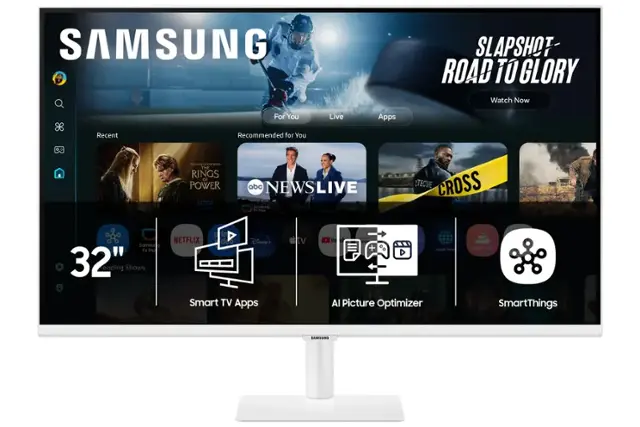 SAMSUNG SLAPSHOT ROAD TO GLORY Watch Now For You Live Apps Recent Recommended for You F Jtior - Ss THE RINGS OF POWER prime abc NEWSLIVE Samoung TV Pn TECIE CROSS prae Samsu g TV PIL 32" ending Shows A prim NETFLIX deo Disney+ Smart TV Apps tv Yol et + Crubal New Al Picture Optimizer HOME TOGA SmartThings SAMSUNG