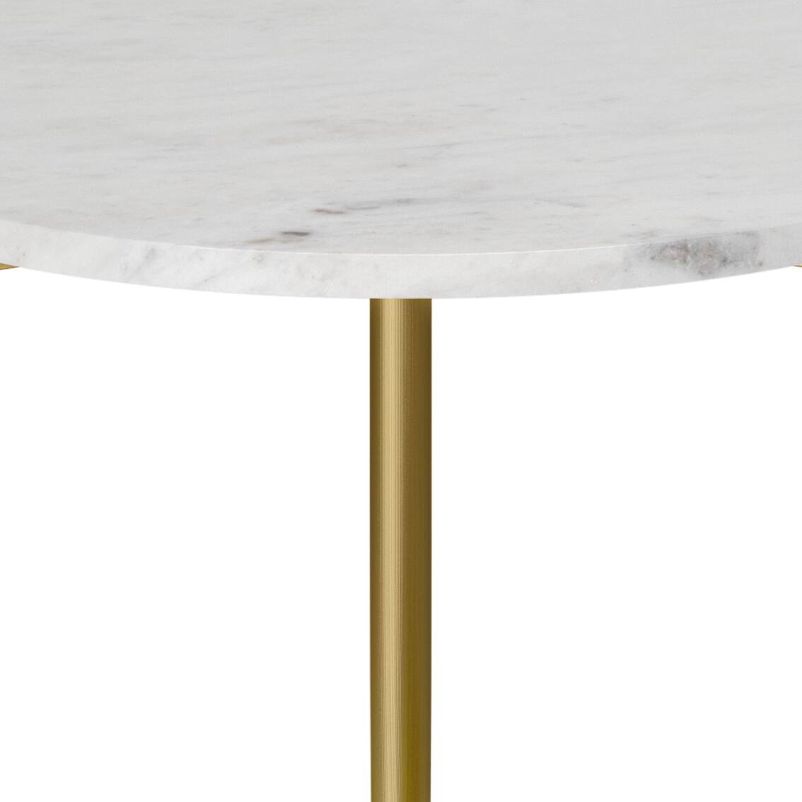 Alt View 1. Simpli Home - Wagner 18 inch Round Marble & Wood Side Table (Set of 2) - White/Natural.