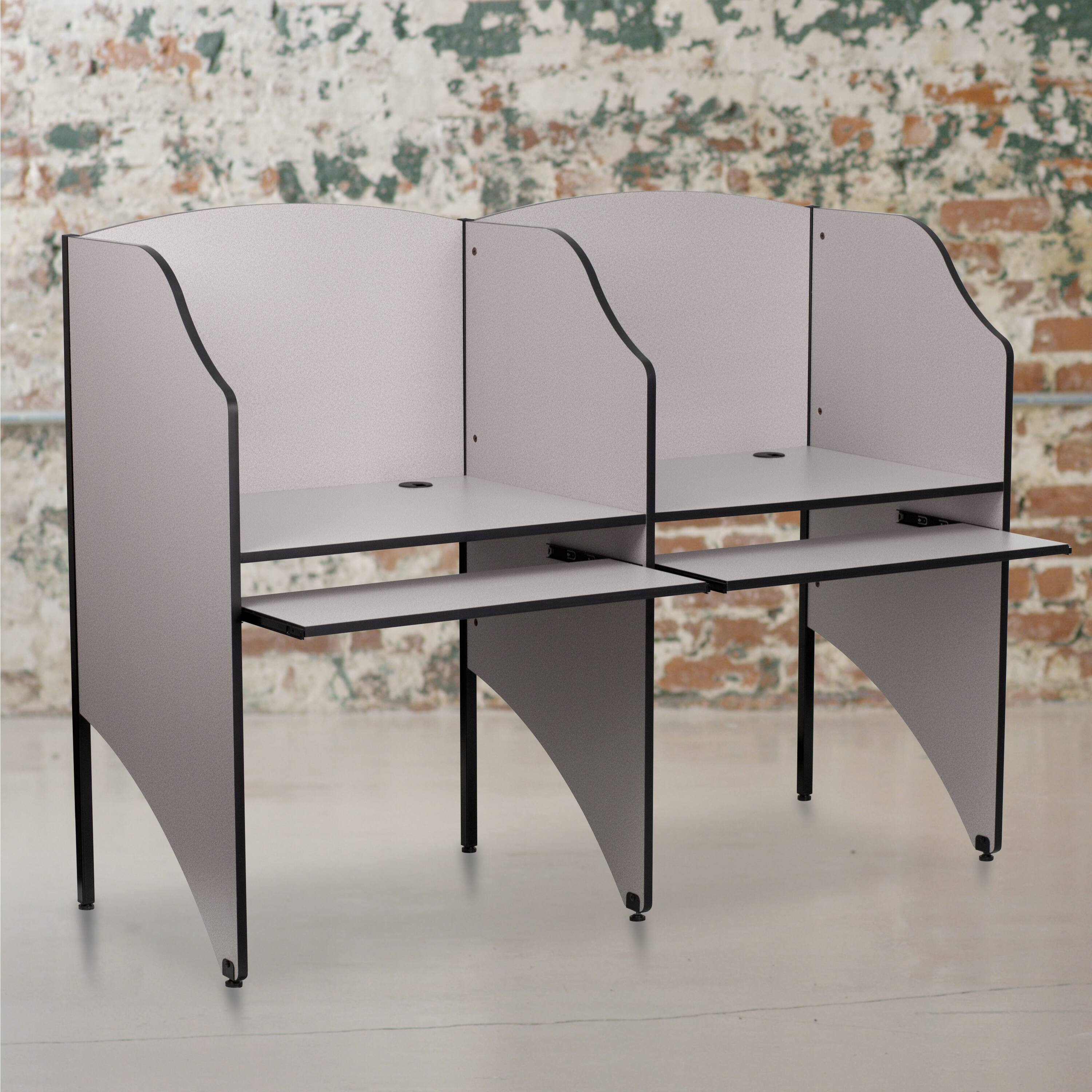 Alt View 1. Emma + Oliver - Starter Study Carrel Home School Furniture - Nebula Grey.